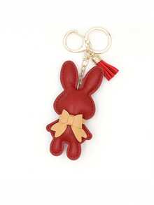 Mặt dây chuyền móc khóa thỏ da - Phụ kiện hình động vật dễ thương có móc khóa túi và quà tặng kết hợp phong cách cho bạn bè và các cặp đôi - Nhiều màu - Xem 6