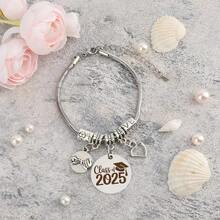 1pc Stainless Steel Bracelet, Versatile Accessories For 2025 Graduation, Fashionable Pendant Bracelet Graduation Gift For Classmates, Unisex