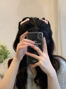 2件套女士优雅简约时尚实用合金2.16英寸蝴蝶结金属发夹，适合日常发型、化妆、休闲、派对、节日、送礼、通勤、度假 - 黑色/米色/蓝色/粉色发梳，可作侧梳，适合上学、大学、蝴蝶结、可爱、婚礼、优雅、少女、闺蜜礼物、发饰、头饰、情人节配饰