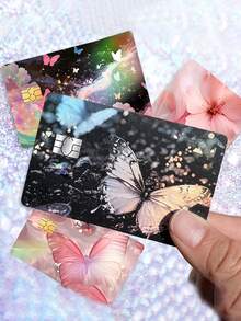 Butterfly Credit Card Stickers 4-Piece Set Of Debit Card Color Stickers, Cartoon Debit Card Stickers, Durable, High-Quality PVC Debit Card And Credit Card Stickers, Fashionable Debit Card And Credit Card Stickers,Back To School,School Supplies - Multicolor - View 13