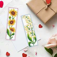 6 Pcs Floral Cross Stitch Bookmark DIY Craft Kit - Includes Lily Of The Valley, Daisy, Sunflower, Rose Patterns, With Embroidery Floss, Tools And Instructions - Suitable For Sewing Hobbyists And Beginners As Bookmarks And Home Decor