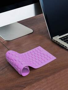 1 Pc 85-Key Foldable Curved Waterproof Silicone Wired Keyboard - Multicolor - View 3