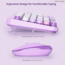 MOFII Ergonomic 2.4G Plug And Play Wireless Keyboard And Mouse Combo 104 Keys Coloful Retro Round Keycaps Wireless Keyboard For ,Windows(2000/Vista/XP/7/8/10/Visa)-Purple