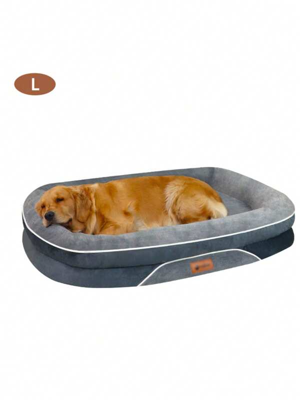 1pc Pet Bed Suitable For All Seasons, Removable And Washable Large Dog Bed With Black Anti-Slip Particles On The Bottom, Inside Uses Wave Cotton To Help Dogs Sleep Comfortably, Protect Dog's Spine, Friendly For Elderly Dogs With 24-Hour Resilience