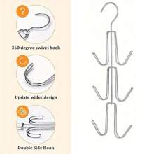 1pc 360 Degree Rotatable Metal Purse Hanger Organizer For Closet - Keep Purses Visible And In Good Condition