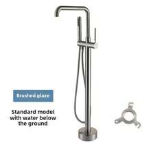 Grifo de bañera exenta de tamaño estándar con acabado cepillado y esmaltado - Suministro de agua subterráneo - Gris - Ver 5