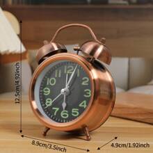 1pc 3 Inch Vintage Mute Analog Alarm Clock, Loud Metal Alarm Clock With Night Light And Handle, Suitable For Heavy Sleepers, Adults And Students, Desk, Dorm And Bedroom, Cartoon Design, Powered By AA Battery (Not Included), Great For Easter, Mother's Day Gift
