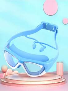 1pc Swimming Goggles, Anti-Fog Anti-Water Silicone Swim Goggles With Earplug, Suitable For Swimming Training And Recreation, Holiday Gift