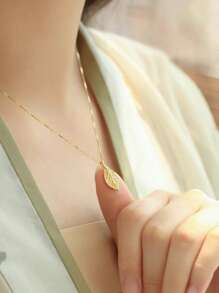 1 pieza Collar con colgante de hoja de plata de ley 925, collar de cadena delicado con diseño único estilo Mori minimalista, regalo para mujeres