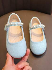 1 par de Sapatilhas macias de Verão para Meninas, 1 par de Sapatos Tipo Slip-On Fashionáveis com Pérolas, 1 par de Scarpins Formais Tipo Mary Jane