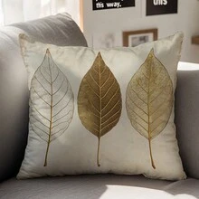 1 pezzo Federa per cuscino con motivo foglia vintage, in tessuto simile al lino reversibile, dimensioni 45x45cm, adatto per camera, divano, soggiorno, decorazioni per feste, regalo - Multicolore - Visualizzare 5