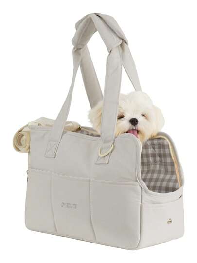 Bolsa de transporte bege de grande capacidade para animais de estimação para viagens diárias