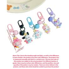 Sanrio 5 Pieces Sanrio Cream Keychain Pendants - New Black Beauty, Melody Cinnamon Dog HelloKT Keychain, Cartoon Character Pendant, Multi-Color Design, Plastic Structure And Easy-To-Install Keychain, Very Suitable For DIY Gifts
