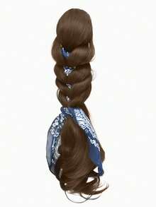 Wig Braids Retro Cashew Floral Headband Braided Hair Clip Twisted Braids Natural Seamless Connection Clip Ponytail Long Curly Hair Curly Fake Ponytail Wig Long Hair - Multicolor - View 6