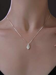 1 pieza Collar con colgante de hoja de plata de ley 925, collar de cadena delicado con diseño único estilo Mori minimalista, regalo para mujeres
