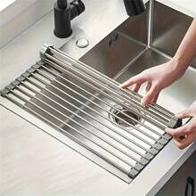1pc Stainless Steel Dish Drying Rack - Collapsible, Space Saving, Over Sink, Anti-Rust, Easy Cleaning, Kitchen Sink Organizer