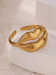 Anel de lábio chique para mulheres e meninas, banhado a ouro 18K, anel ajustável de aço inoxidável, joia engraçada, presente de amor