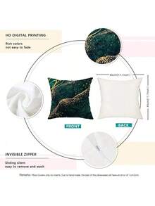 New Explosive Green Gilt Texture Printed Pattern Polyester Short Plush Home Decoration Sofa Cushion Cover 4 (No Pillow Core)