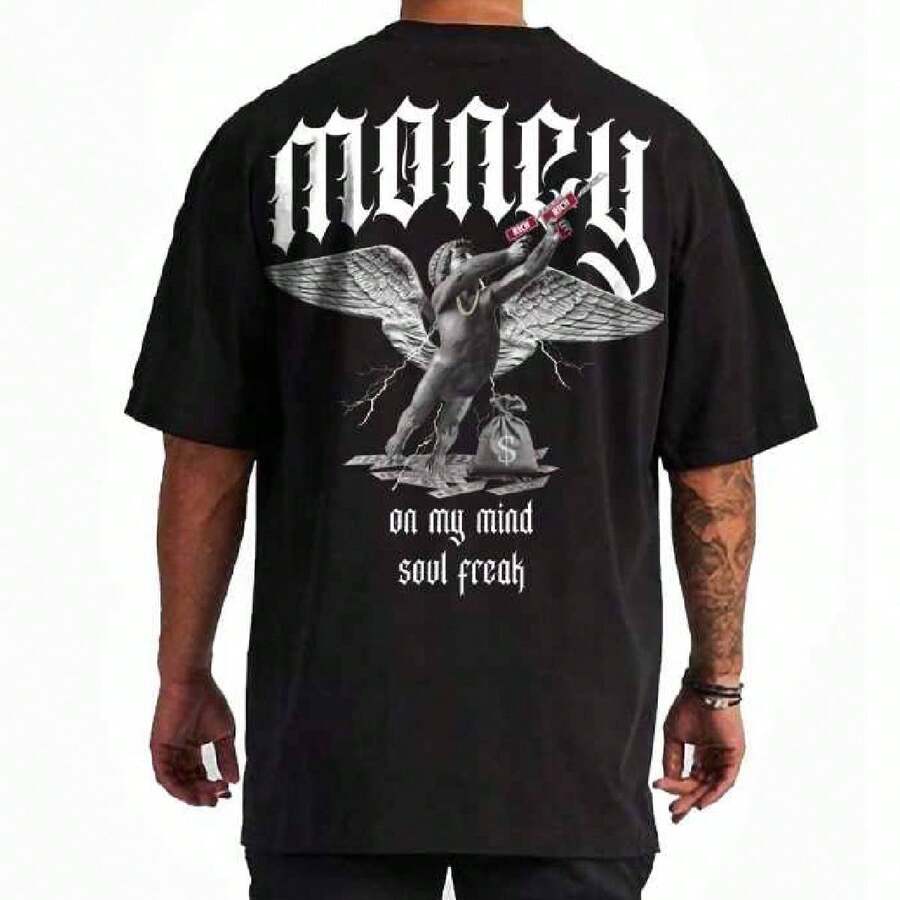 Playera Oversized Soul Freak 100% Algodón Diseño Money On My Mind - Negro - Ver 1