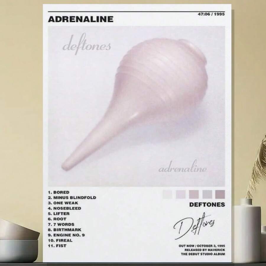 Framed Deftone Adrenaline Album Cover Poster Canvas Poster Wall Art Decor Print Picture Paintings For Living Room Bedroom Decoration Birthday Party Decor, Mother's Day New Year Easter Gift, Home Living Room Office Wall Decor, Perfect Gift And Wall Decoration, Room Decor, Wall Art Decor, Wall Decor, Living Room. - Framed - View 1