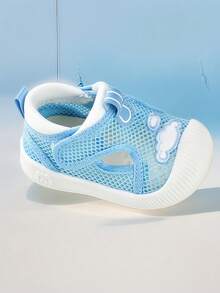 1 双男女款婴儿彩虹云钩环透气网眼防滑平底休闲运动鞋，适合春秋季 - 藍色 - 查看 4