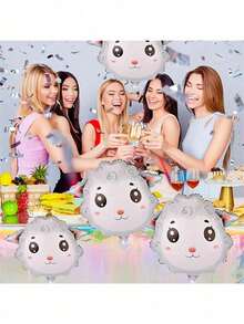 4 个卡通羊形铝箔气球，适合生日、婚礼、毕业派对、户外派对、开斋节庆祝等