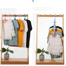 1pc 11 Hole Hanger Storage Rack, Multi-Functional Seamless Hanger, Household Hanging Clothes Magic Folding Drying Rack - Black - View 3