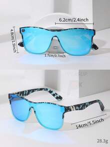 POLASUP 1 件女士流线型太阳镜带纽扣配件，饰有金属双条，夏季个性化彩色涂层五角星框架超大流线型太阳镜，适合户外骑行，渐变反光镜，时尚眼镜（带防丢带、眼镜盒和清洁布），防风防眩光骑行装备