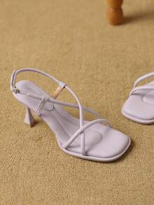 2025春夏新款优雅高跟凉鞋，简约舒适时尚女鞋，紫色细高跟凉鞋 - 紫色 - 查看 5