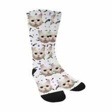 1 paire de nouvelles chaussettes personnalisées motif os de poisson et chat, chaussettes de couple personnalisées, cadeau de remise des diplômes, chaussettes personnalisées amusantes à col roulé pour homme/femme, chaussettes de sport, chaussettes de sport personnalisées, cadeaux d'anniversaire personnalisés, comme cadeaux de la Saint-Valentin