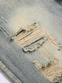 Tween Boy Light Blue Straight Leg Distressed Jeans - Light Wash - View 4