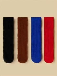 Women Winter Cozy Warmly Soft Fuzzy Solid Color Socks Comfort Fluffy Anklet Crew Socks