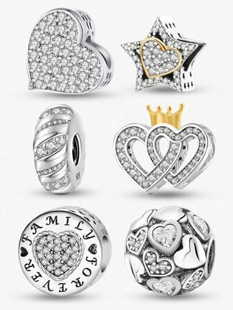 1 PC 925 Sterling Silver Loving Series Pendant Charm Suitable For Bracelets DIY Women's Jewelry