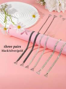 6 pezzi/2 pezzi Nuovo sottotipo di reggiseno anti-luce, senza spalline, con laccetti per collo e spalline, chiusura a farfalla, spalline invisibili antiscivolo, ampi ganci per reggiseno con strass, stile brillante europeo e americano, sexy e alla moda
