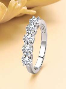 XUJIA 1 pièce Bague solitaire en argent sterling 925 avec moissanite ronde de 4 mm, bijou simple et à la mode, cadeau avec certificat GRA