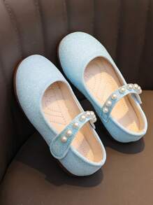 1 par de Sapatilhas macias de Verão para Meninas, 1 par de Sapatos Tipo Slip-On Fashionáveis com Pérolas, 1 par de Scarpins Formais Tipo Mary Jane