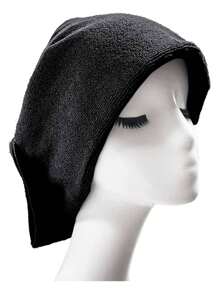 1pc Black Thick Dry Hair Towel, Suitable For Daily Use