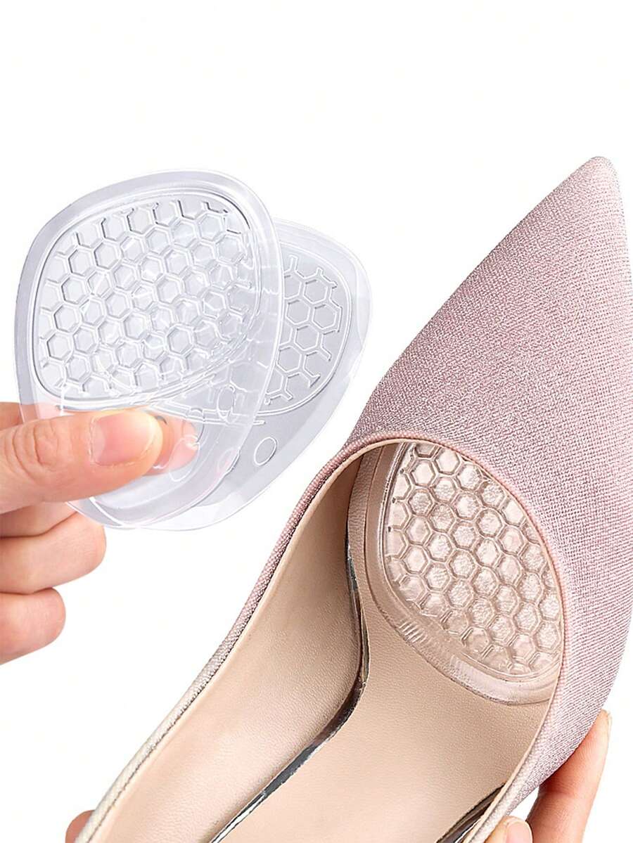 1 Pair Soft Front Half-Size Cushion Shockproof Anti-Abrasion Honeycomb High Heel Shoes Pain Relief Forefoot Pad - Clear - View 1