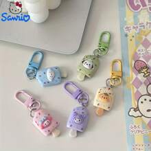 Sanrio 5 Pieces Sanrio Cream Keychain Pendants - New Black Beauty, Melody Cinnamon Dog HelloKT Keychain, Cartoon Character Pendant, Multi-Color Design, Plastic Structure And Easy-To-Install Keychain, Very Suitable For DIY Gifts
