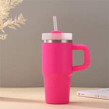 1-Piece Tumbler, Travel Mug With Lid, 14 Ounces Stainless Steel Insulated Water Bottle With Handle, Portable Drinking Cup For Car, Home, Office, Summer Drinkware, Travel Accessories, Birthday Gift