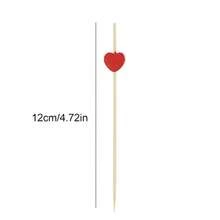 400/200/100/50/10 piezas Pinchos de bambú con forma de corazón, para bufé, pastel, fruta, postres de fiesta, ensalada, cóctel, adecuados para el Día de San Valentín, boda - Multicolor - Ver 6