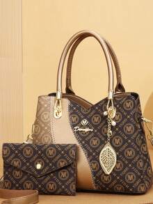 Mother's Day Mom Bag Women's Letter Bag Commuting Women's Large Capacity Handbag New Fashionable Shoulder Crossbody Bag Gift Set For Girlfriend Multi-Set - Gold - View 1