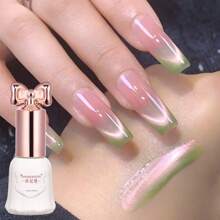 SHANGFEIYA 10ml Summer Ice Transparent Green Guava Cat's Eye Nail Polish Glue New Magnetic Powder Glass Bead Jelly Cat's Eye Nail DIY Factory Direct