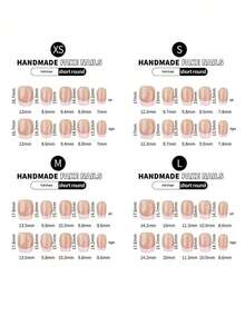 手工制作的 10 件套手工美甲，佩戴美甲，粉色法式短按美甲贴片，快速美甲，按压指甲美甲用品指甲 - 彩色 - 查看 9
