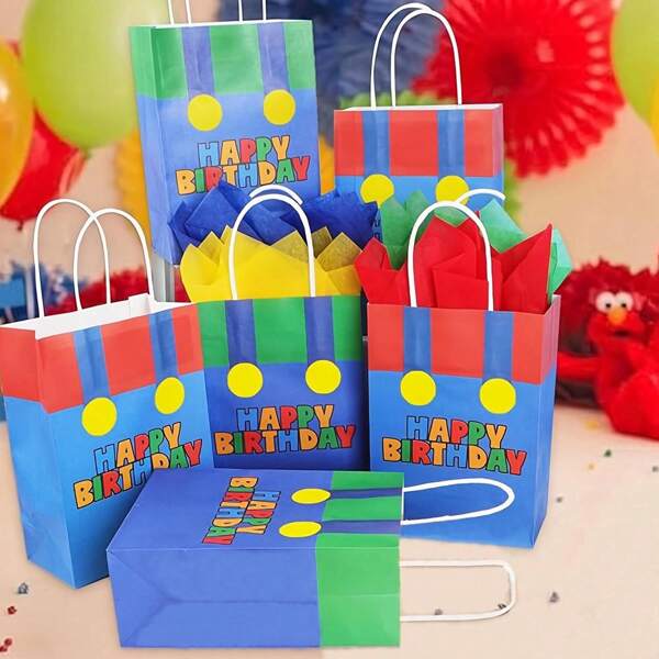 12/16 unidades de sacolas coloridas para presente de aniversário - escolha ideal para festas de aniversário, festas temáticas e comemorações de feriados