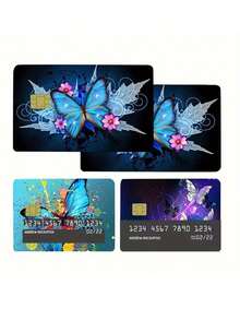Butterfly Credit Card Stickers 4-Piece Set Of Debit Card Color Stickers, Cartoon Debit Card Stickers, Durable, High-Quality PVC Debit Card And Credit Card Stickers, Fashionable Debit Card And Credit Card Stickers,Back To School,School Supplies - Multicolor - View 8