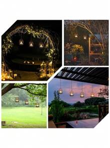 1/2pcs Solar Hanging Lantern, Outdoor Waterproof Rustic Iron Birdcage Candle Holder With Flickering Solar Tealight, Rechargeable Lantern Light For Backyard, Patio, Garden, Fence, Tree Decoration