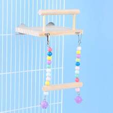 1 Stück / 2 Stück bunte Perlen Schaukel Holzständer Sitzstange Papagei Kau- und Kratzspielsachen, sortierter Blumen Acryl Glocken Deko, geeignet für Vögel in allen Jahreszeiten