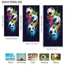 Lively Soccer Pattern Beach Towel - Soft, Absorbent Microfiber With Splatter Design - Lightweight, Quick Dry - Great For Swimming, Camping, Yoga, Gym - Ideal Gift For Sports Fans And Travelers, Beach Accessory | Cartoon Soccer Design | Microfiber Towel Summer Travel, Vacation Holiday Bathroom Decor Beach Essentials - Multicolor - View 4