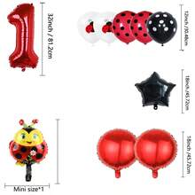 10pcs Ladybug Theme Party Balloons, Black & Red Dotted Ladybug Decoration Balloons, Perfect For Holiday Celebrations, Ladybug Parties, Decorations For 0-9 Years Old, Best Gift To Bring Joyous Atmosphere - Khaki - View 3